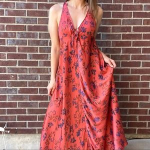 Free People Intimately red floral midi dress medium